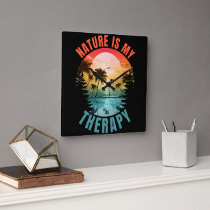 Horloge Carrée La nature est mon cadeau thérapeutique d'été en pl