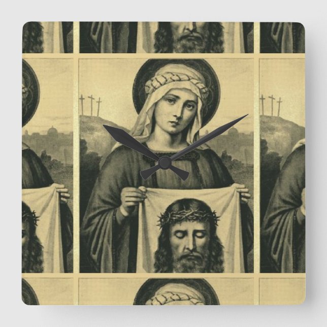 Horloge Carrée La Sainte Face De Jésus (Recto)