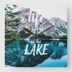 Horloge Carrée La vie est meilleure au lac