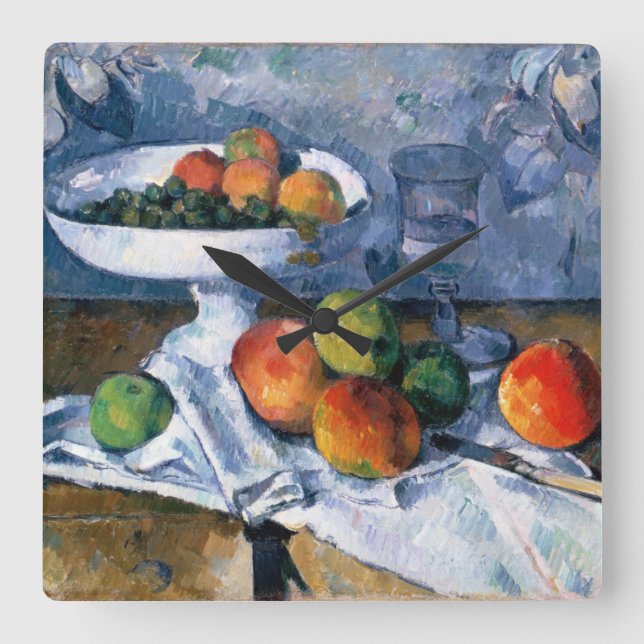 Horloge Carrée La vie toujours avec le plat de fruit (Recto)