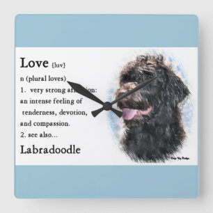 Horloge Carrée Labradoodle L'amour est des cadeaux
