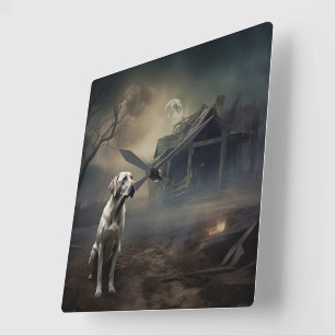 Horloge Carrée Labrador Halloween Épouvantable