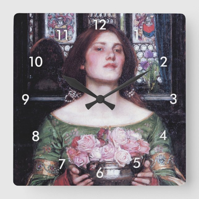 Horloge Carrée Lady and Roses, John William Waterhouse (Recto)