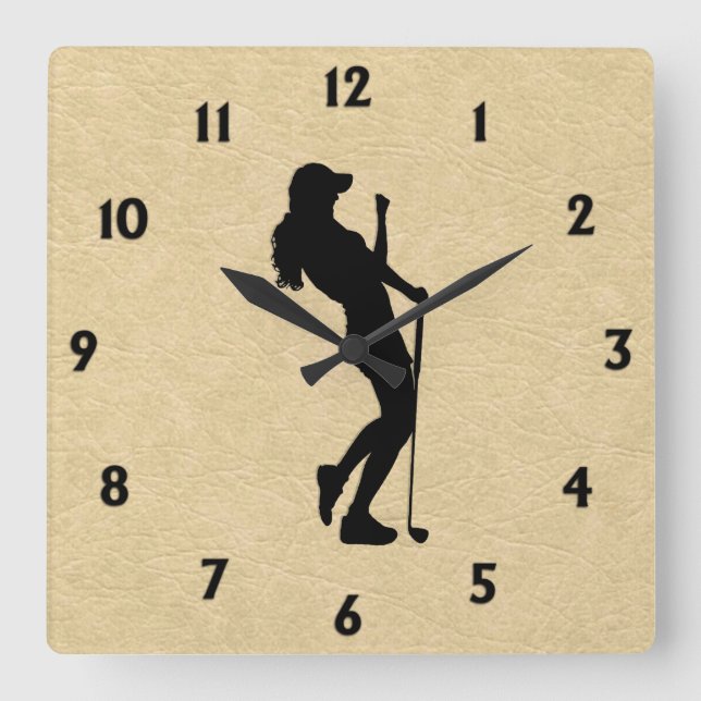 Horloge Carrée Lady Golf Sports Design Revêtement en cuir (Recto)
