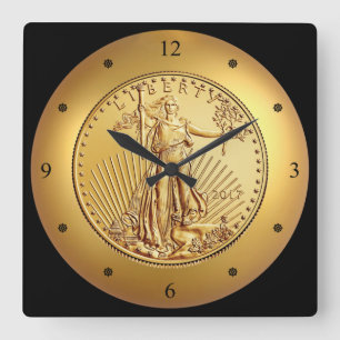 Horloge Carrée Lady Liberty American Eagle Gold Coin