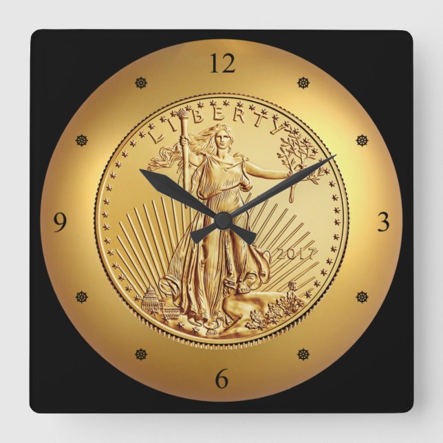 Horloge Carrée Lady Liberty American Eagle Gold Coin (Recto)