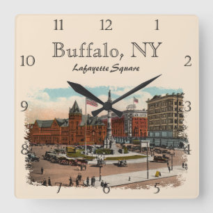 Horloge Carrée Lafayette Square Vintage Buffalo Carré personnalis