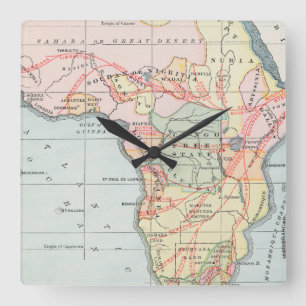 HORLOGE CARRÉE L'AFRIQUE : CARTE, 1894