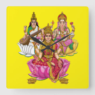 Horloge Carrée Lakshmi Ganesha Wall Clock