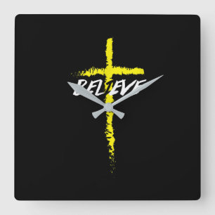 Horloge Carrée L'Amour de Jésus  Croire à la religion Cross Jes