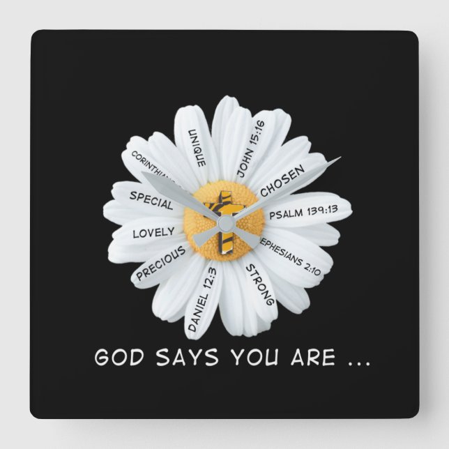 Horloge Carrée L'Amour de Jésus| Dieu Dit Que Vous Êtes... (Recto)