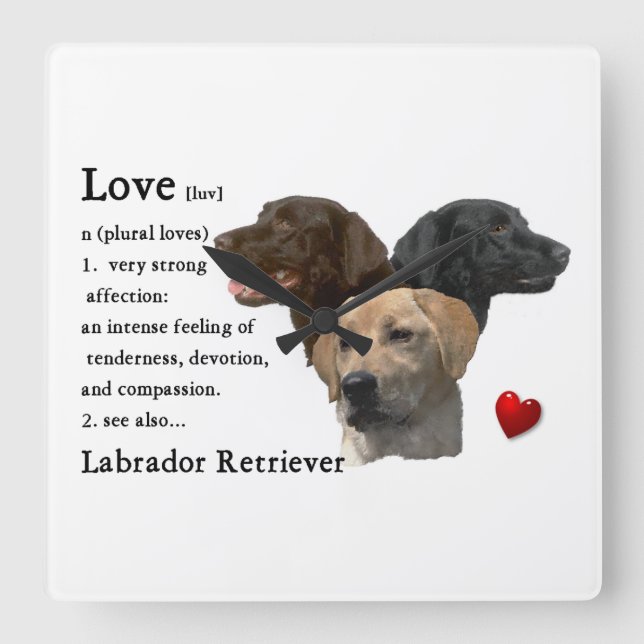 Horloge Carrée L'amour est le Labrador Retriever Cadeaux (Recto)