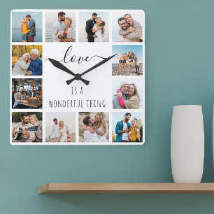 Horloge Carrée L'amour est une merveille 12 photo blanche