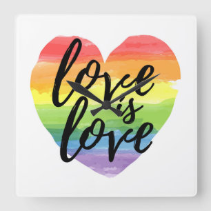 Horloge Carrée L'Amour   Rainbow Watercolor