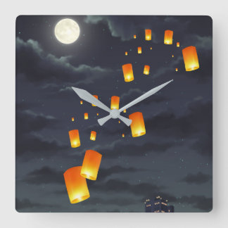 Horloge Carrée Lampe Sky/Lampe jaune/Lumière nocturne