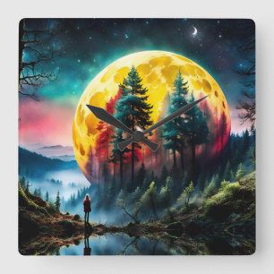 Horloge Carrée Landing lunaire, la lune de cadre