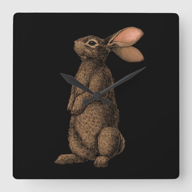 Horloge Carrée Lapin (Recto)