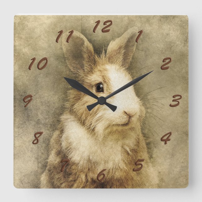 Horloge Carrée  Lapin Lapin (Recto)
