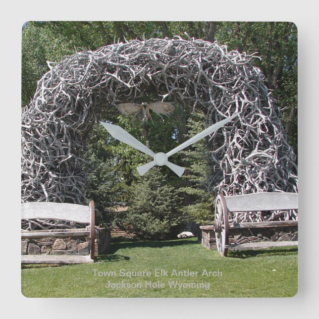 Horloge Carrée L'arcade Elk Antler à Jackson Hole, Wyoming (Recto)