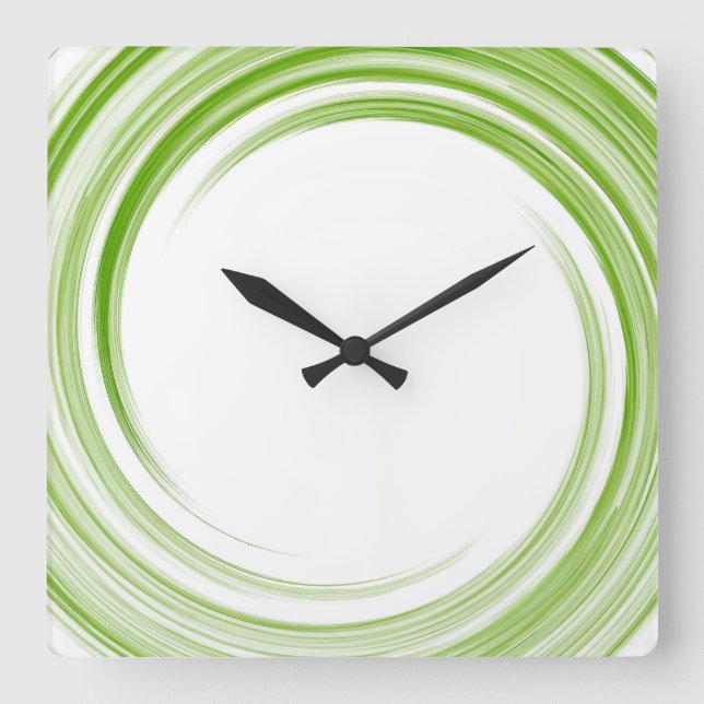 Horloge Carrée L'art Abstrait de la vague verte (Recto)
