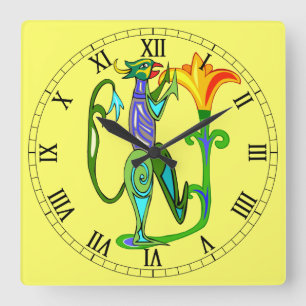 Horloge Carrée L'art égyptien avec l'horloge numérique romaine de