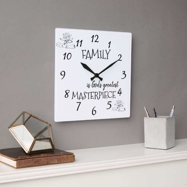 Horloge Carrée L'art métallique de la famille des cadeaux de Dieu (Bureau)