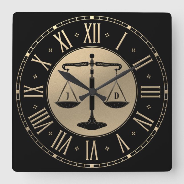 Horloge Carrée LAW | Scales of Justice (Recto)