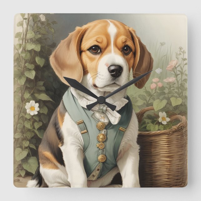 Horloge Carrée Le beagle Lover (Recto)