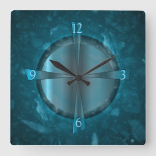 Horloge Carrée "Le bleu/Aqua atmosphériques a modelé l'horloge de