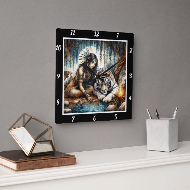 Horloge Carrée Le bois d'oeuvre indigène : l'embrace du reste du  (Bureau)