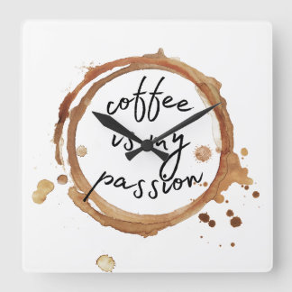 Horloge Carrée le café est ma passion