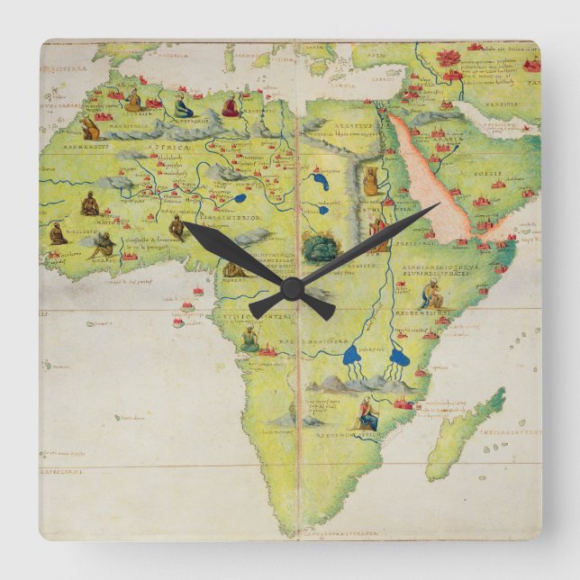Horloge Carrée Le continent de l'Afrique (Recto)