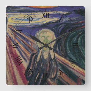 Horloge Carrée Le cri d'Edvard Munch, l'expressionnisme Vintage