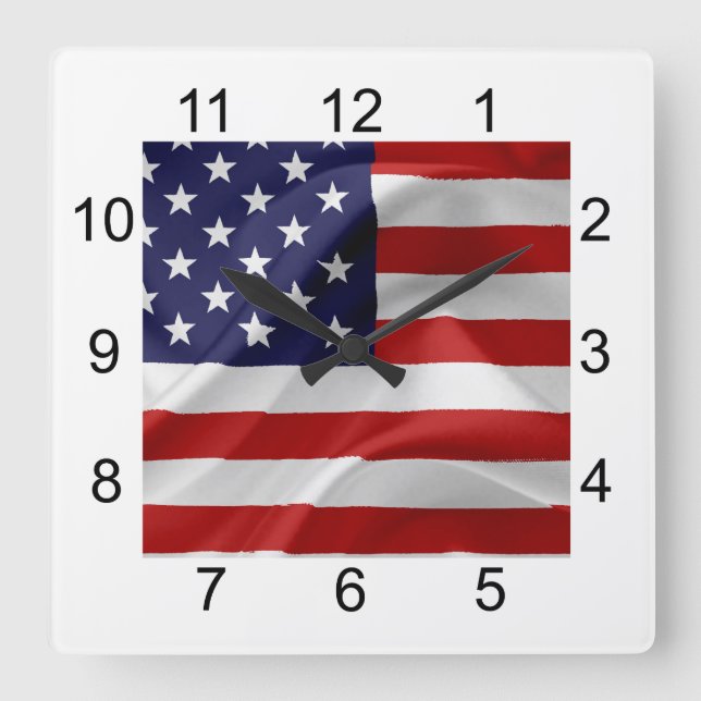 Horloge Carrée Le drapeau des États-Unis d'Amérique (Recto)