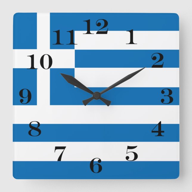 Horloge Carrée Le drapeau national de la Grèce (Recto)