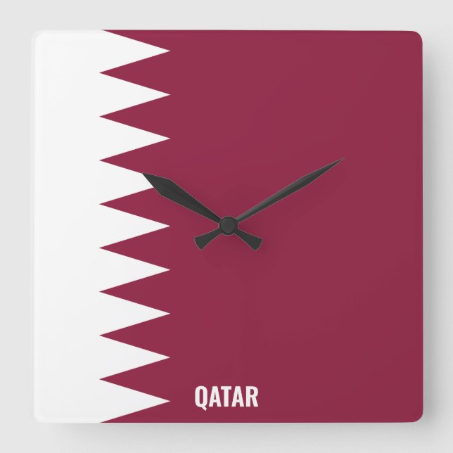 Horloge Carrée Le drapeau national du Qatar patriotique (Recto)