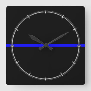 Horloge Carrée Le graphique mince symbolique de Blue Line