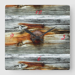 Horloge Carrée le gris de bois de flottage embarque Thunder_Cove