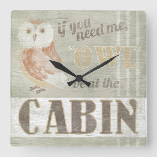 Horloge Carrée Le hibou de la citation   soit au cabine