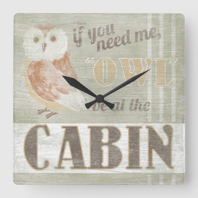 Horloge Carrée Le hibou de la citation | soit au cabine (Recto)