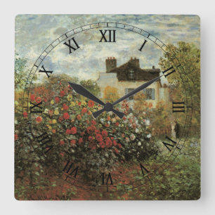 Horloge Carrée Le Jardin de Monet à Argenteuil de Claude Monet
