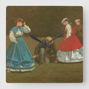 Horloge Carrée Le jeu de croquet, 1866 (huile sur la toile)