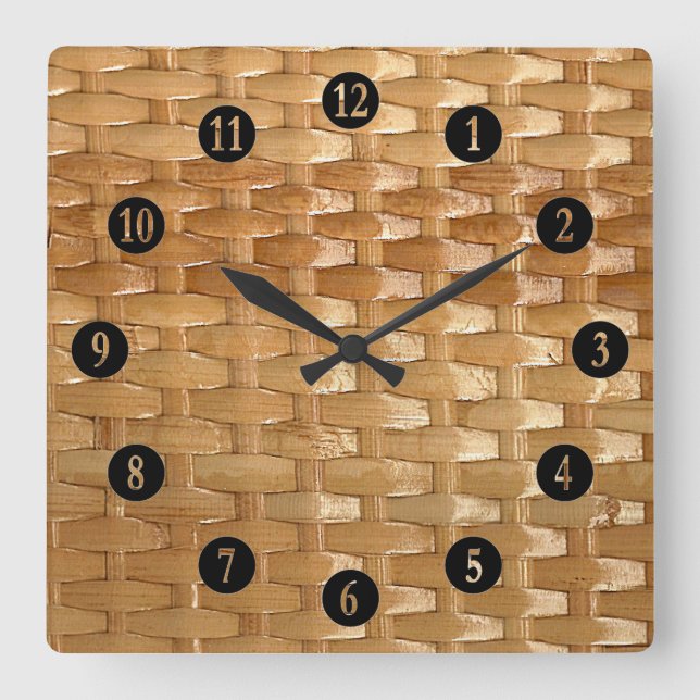 Horloge Carrée Le Look of Lactransversalement Wicker Basketweave (Recto)