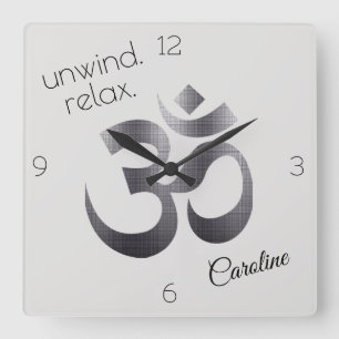 Horloge Carrée LE MEILLEUR Prix ! SYMBOLE Métal Métal Om Noir 10,