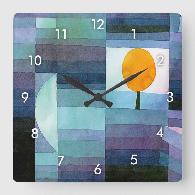 Horloge Carrée Le Messager d'Automne, Klee (Recto)