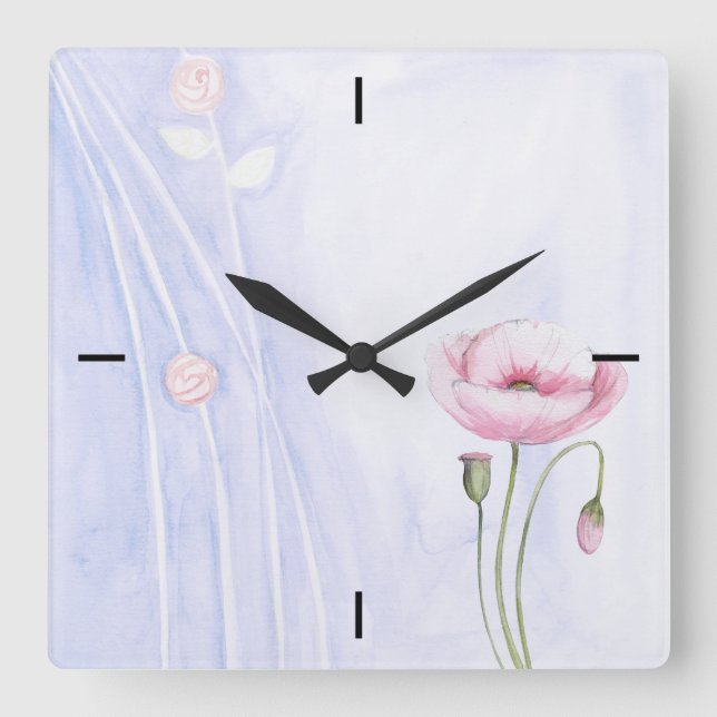 Horloge Carrée Le Mur de Flowers (Recto)