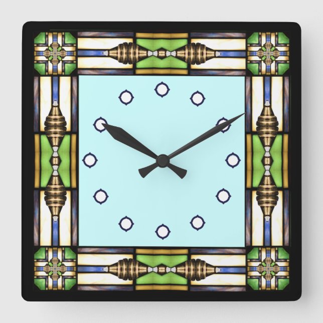 Horloge Carrée Le Mur de Style Arts et Crafts (Recto)