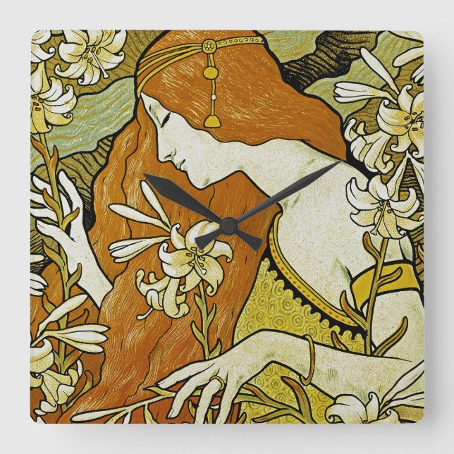 Horloge Carrée Le Nouveau Floral (Recto)