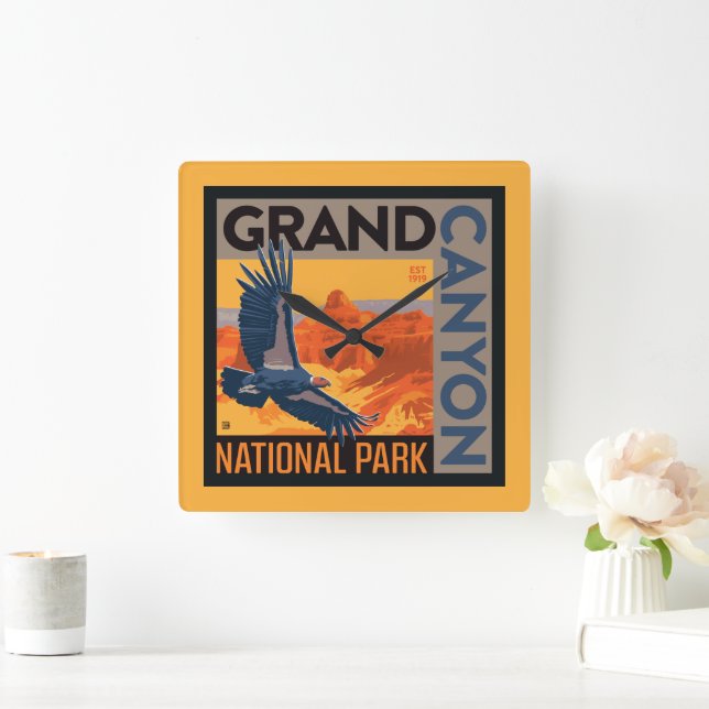 Horloge Carrée Le Parc national du Grand Canyon | Condor (Maison)