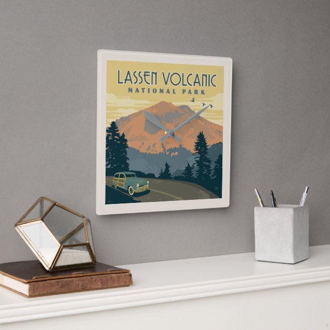 Horloge Carrée Le Parc national volcanique de Lassen | Voyage rou (Bureau)